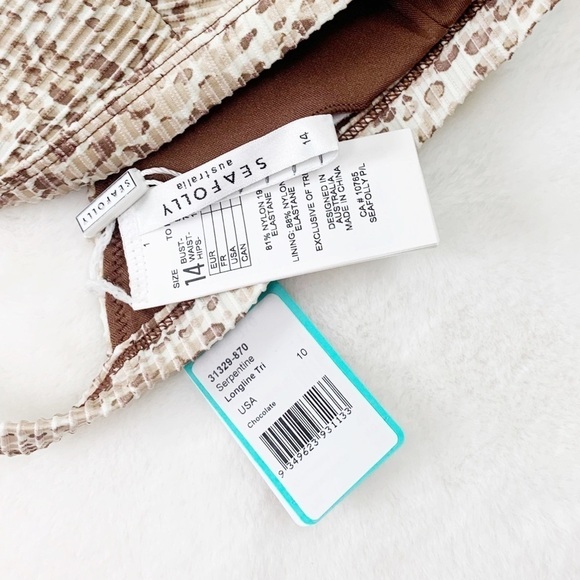 NWT Seafolly Serpetine Snakeskin Print Longline Triangle Bikini Top - Picture 6 of 6